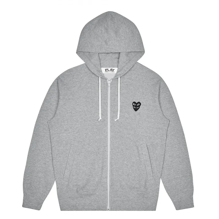 CDG Grey Play Zip-up Hoodie - Comme des Garcons